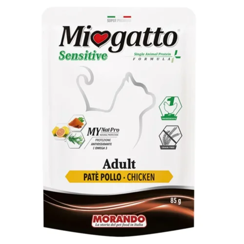 Корм вологий Miogatto Sensitive Monoprotein з куркою для котів 85г