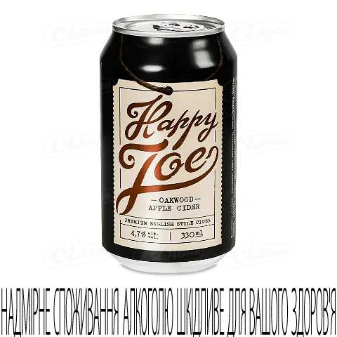 Сидр Happy Joe Oakwood Apple у скляній банці, 0,33л