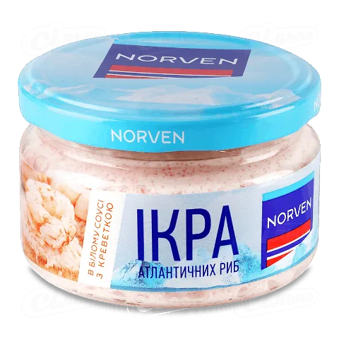Ікра Norven атлантичних риб в білому соусі з креветкою 160г