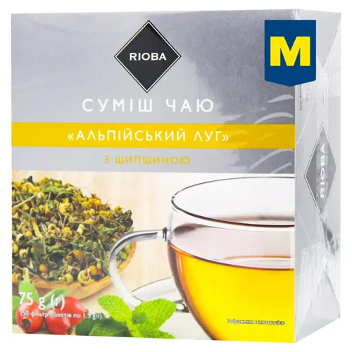 Суміш чаю Rioba Альпійський луг з шипшиною 50*1.5г/уп