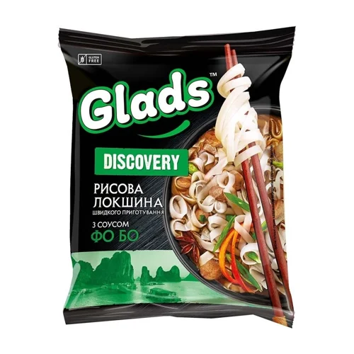 Локшина рисова Glads Discovery з соусом Фо Бо, 65г