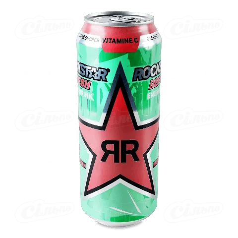 Напій енергетичний Rockstar Waterm Kiwi безалкогольний газований у залізній банці, 0,5л
