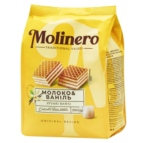 Вафлі Molinero з молочно-ванільним смаком 200г