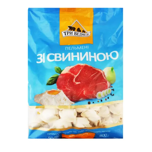 Пельмені зі свининою Три ведмеді м/у 800г