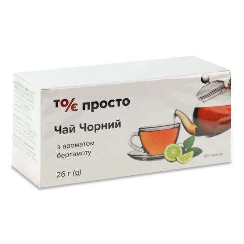 Чай Чорний Ароматизований Бергамотом, в/ґ, 20 Пакетів по 1.3 Г, 26 Г
