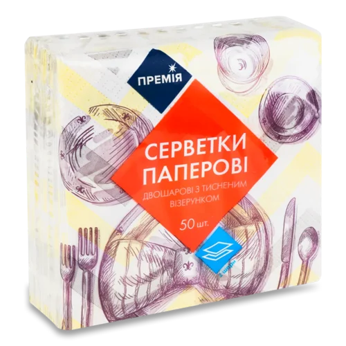 Серветка столова «Премія»® жовта, 50 шт./уп.