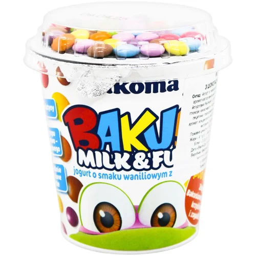 Йогурт ванільний Bakoma Bakus з шоколадним драже 4,1% 135г