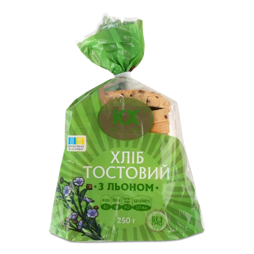 Хліб Тостовий Половинка В Нарізці З Льоном, в/ґ, 250г