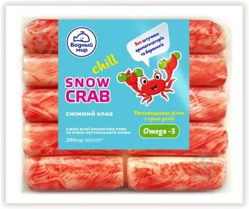 Крабові палички Водний Світ Сніжний краб дитячі 250г