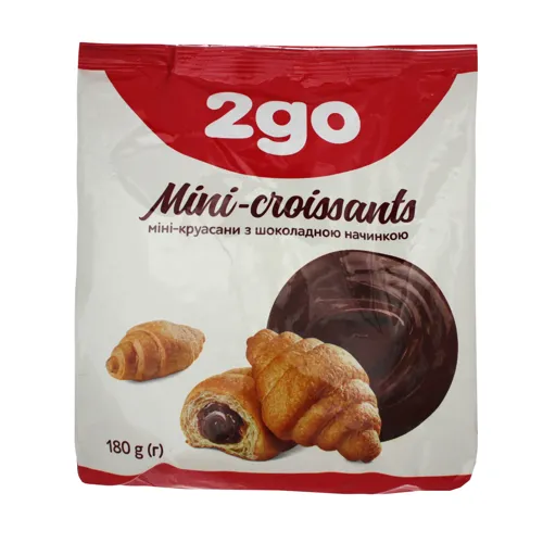Міні-круасани з шоколадною начинкою 2go м/у 180г