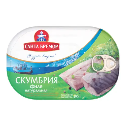 Скумбрія філе з додаванням олії Санта Бремор з/б 190г