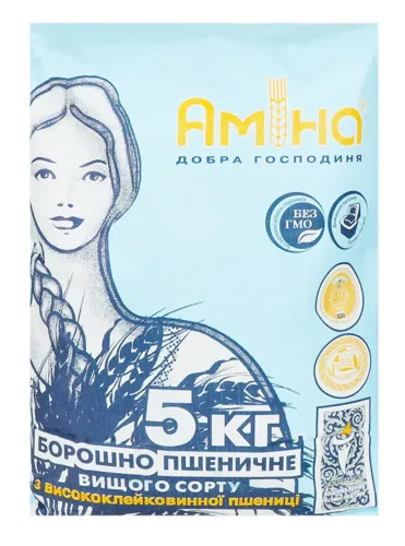 Борошно пшеничне Аміна м/у 5кг