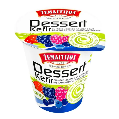Десерт кремовий кефірний «Zemaitijos» з лісовими ягодами 8,3%, 150г