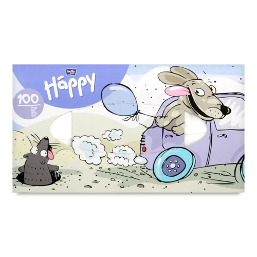 Хустинки Паперові Універсальні Двошарові Bella Baby Happy, в/ґ, 100 шт.