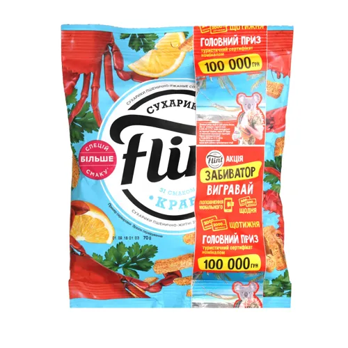 Сухарики пшенично-житні зі смаком крабу Flint м/у 70г