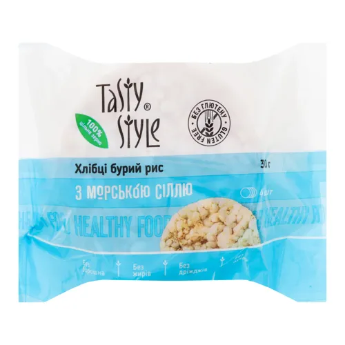 Хлібці бурий рис з морською сіллю Tasty Style м/у 30г