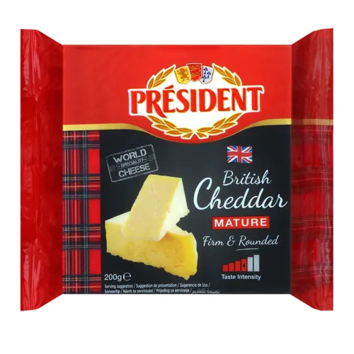 Сир твердий Cheddar President м/у 200г