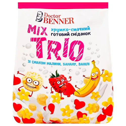 Сніданок Doctor Benner MixTrio малина-банан-ваніль, 400г