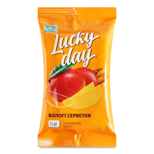 Вологі Серветки Манго Lucky Day, 15 шт, з ароматом, в/ґ