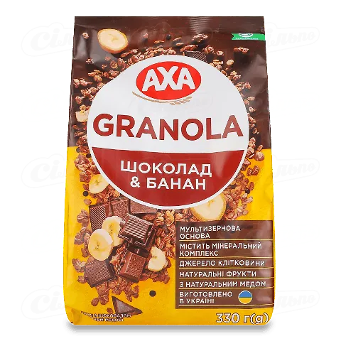Мюслі AXA Start медові з шоколадом і бананом, 330г