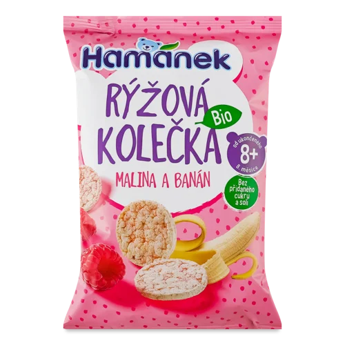Хлібці Органічні Рисові Для Дітей В/ґ З Малиною Та Бананом Hamanek, 35г