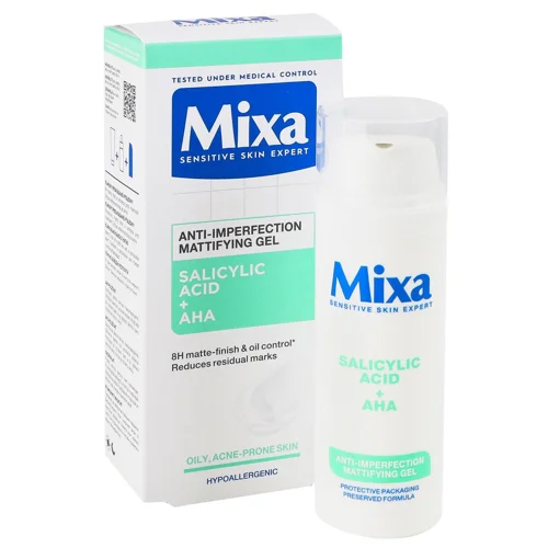 Гель Mixa Salicylic acid and AHA матуючий проти недоліків шкіри 50мл