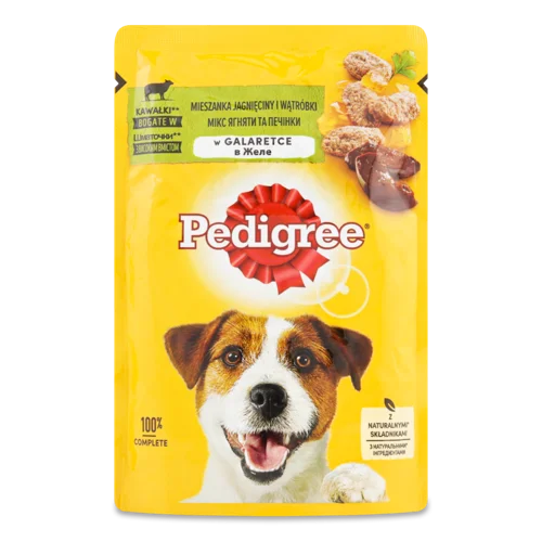 Вологий Корм Для Собак В Желє Мікс Ягняти Та Печінки Pedigree, д/п, 100г
