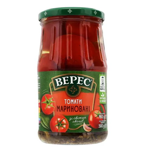 Томати мариновані червоні слабокислі стерилізовані Верес с/б 780г
