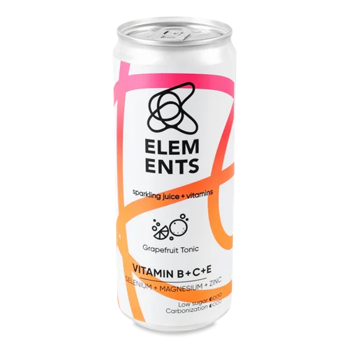 Напій Безалкогольний Соковий Слабогазований З Грейпфрутом Та Тоніком Elements, З/б 330мл