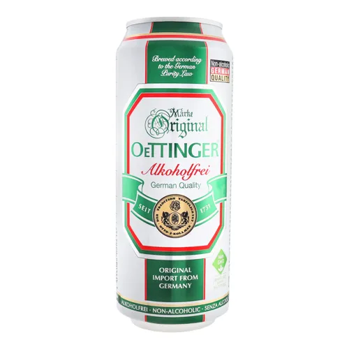 Пиво 0.5л 0.5% безалкогольне світле фільтроване пастеризоване Alkoholfrei Oettinger з/б