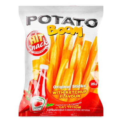 Палички Potato Boom кукурудзяні зі смаком картоплі з кетчупом,25г