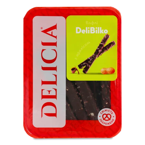 Вафлі З Арахісом DeliBilko Delicia, Лоток 0.3кг, в/ґ