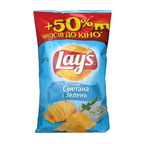 Чіпси картопляні зі смаком сметани і зелені Lays м/у 200г