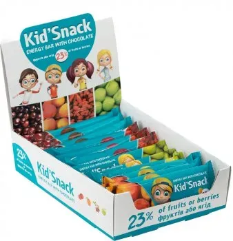 Упаковка енергетичного батончика SHOUD'E Kid'Snack Ассорти 360г