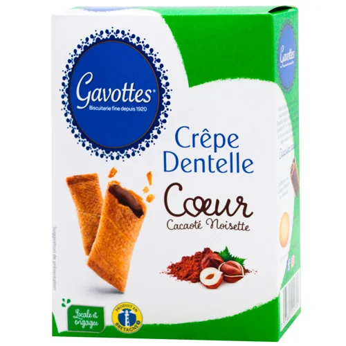 Трубочки Gavottes вафельні з какао та фундуком 90г