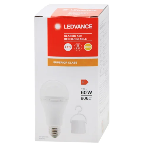 Лампа з акумулятором Ledvance LED A60 2700K E27 8W