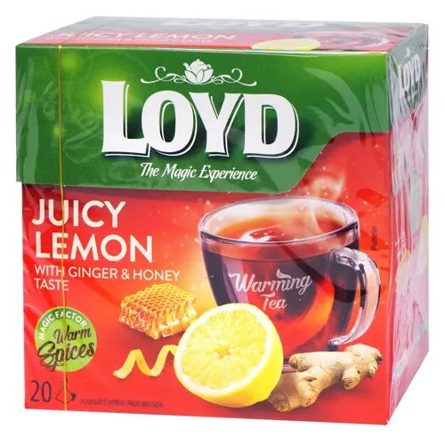 Чай трав'яний Loyd Warming Tea лимон з імбиром і медом в пакетиках 2г х 20шт
