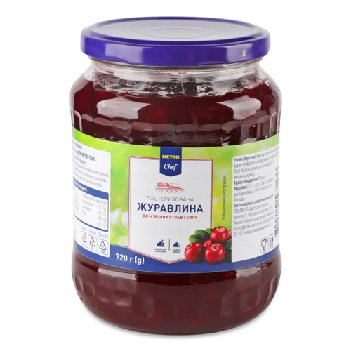 Журавлина Пастеризована для М'ясних Страв і Сиру, с/б 720г