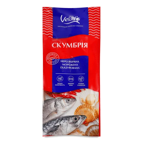 Скумбрія Veladis нерозібрана з/г в глазурі,кг