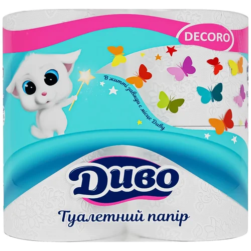 Туалетний папір Диво Decoro 2-шаровий 4шт