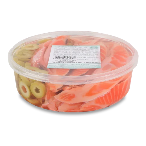 Лосось Черевця В Олії З Оливками В/ґ 500г