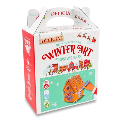 Печиво Цукрове Різдвяна Хатинка Delicia к/у, 380г