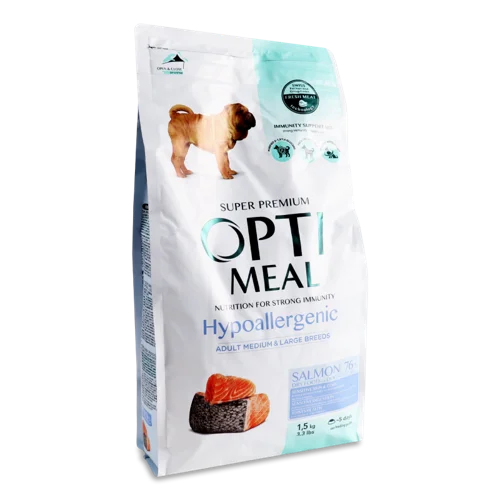 Корм сухий для дорослих собак середніх та великих порід Salmon Hypoallergenic Optimeal, в/ґ, 1.5 кг