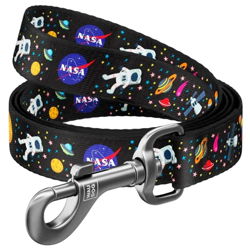 Повідець Waudog Nylon нейлоновий 122см/15мм з малюнком nasa
