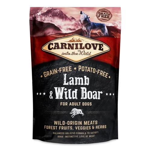 Корм Повнораціонний Для Дорослих Собак Без Зернових І Картоплі Lamb&Wild Boar Carnilove, д/п 1.5кг