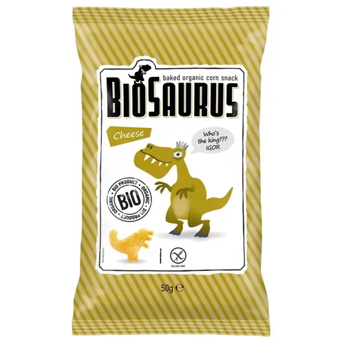 Снеки кукурудзяні Biosaurus з сиром органічні 50г