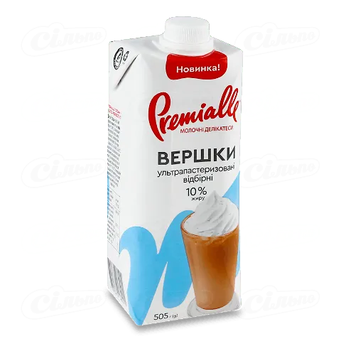 Вершки Premialle ультрапастеризовані 10%, 505г