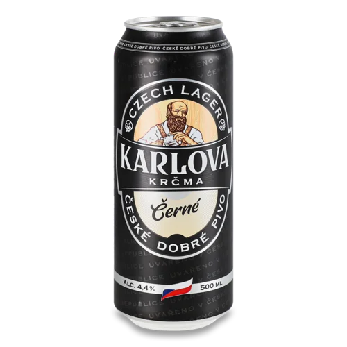 Пиво Темне Пастеризоване Фільтроване Cerne Karlova Krčma, 0.5л, 4.4% в/ґ, з/б