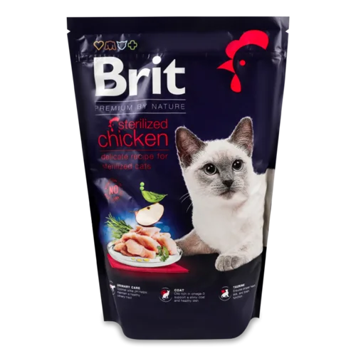 Корм для стерилізованих котів Brit Premium Nature з м'ясом курки, сухий
