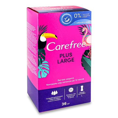 Гігієнічні Щоденні Прокладки Жіночі Plus Large Carefree, 36 шт